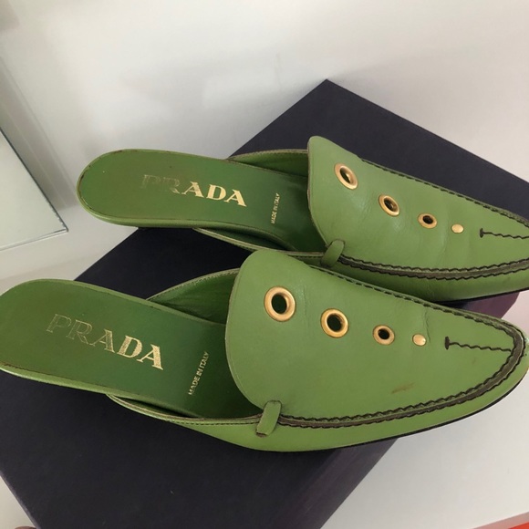 Prada bright green heeled mules - Picture 2 of 6